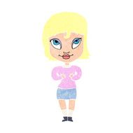 cartoon woman gesturing at self N35