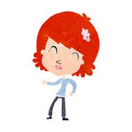 cartoon happy woman pointing N80