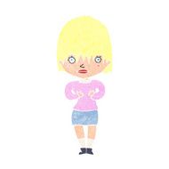 cartoon woman making Who Me? gesture N55