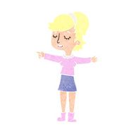 cartoon happy woman pointing N81