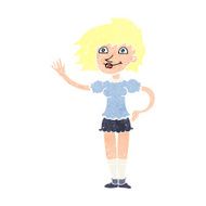 Cartoon Woman Waving N401