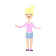 cartoon woman shrugging shoulders N569