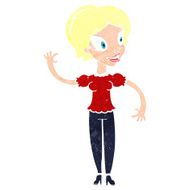 Cartoon Woman Waving N402