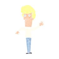 cartoon nervous man waving N25