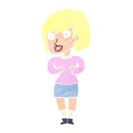 cartoon woman making Who Me? gesture N57