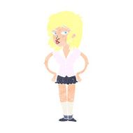 cartoon pretty woman with hands on hips N24