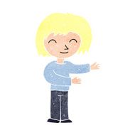 cartoon woman gestureing welcome N10