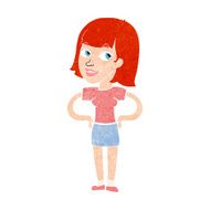 cartoon happy woman with hands on hips N22
