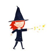 cartoon witch girl casting spell N26