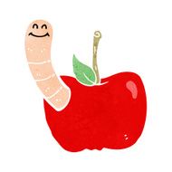 Cartoon Apple With Worm N68