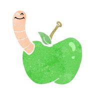Cartoon Apple With Worm N69
