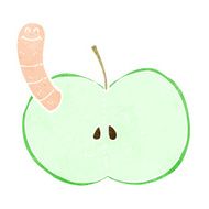 Cartoon Apple With Worm N71