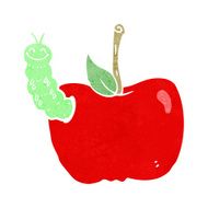 cartoon apple with bug N35