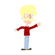 cartoon waving mustache man N13