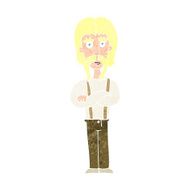 cartoon long mustache man with folded arms N13