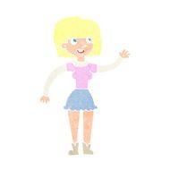 Cartoon Girl Waving N39