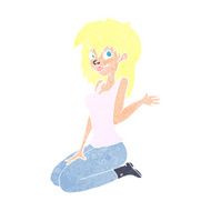 cartoon pretty girl waving N37