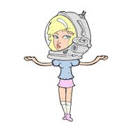 cartoon woman wearing space helmet N22