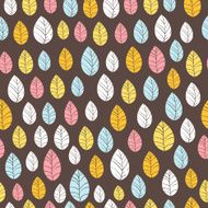 Leaves Seamless Background on dark Hand drawn vector