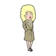 cartoon woman in trench coat N32