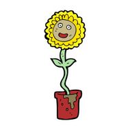 cartoon flower with face N36