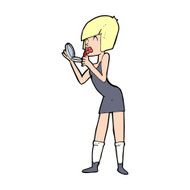 cartoon woman applying lipstick N16