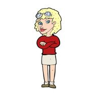 cartoon woman with crossed arms and safety goggles N11
