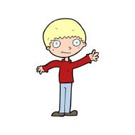 cartoon happy waving boy N23