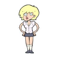 cartoon surprised woman with hands on hips N12