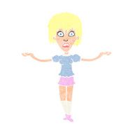 cartoon woman shrugging shoulders N579