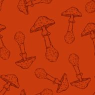 Vector Seamless Pattern of Mushrooms N2