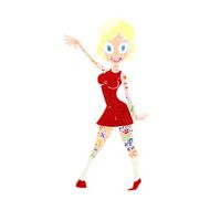 cartoon woman with tattoos N16