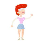 cartoon woman in spectacles waving N12