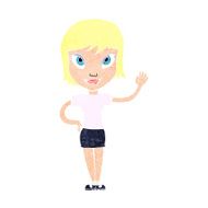 Cartoon Woman Waving N408
