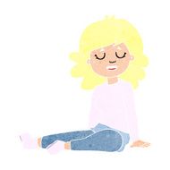 cartoon happy woman sitting on floor N24