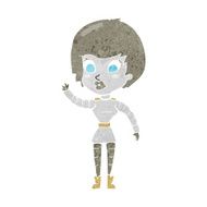 cartoon robot woman waving N22