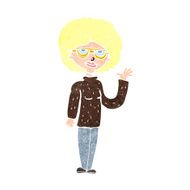 Cartoon Woman Waving N409