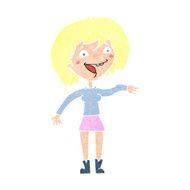 cartoon waving woman N167