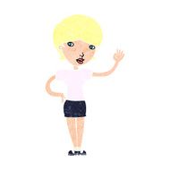 Cartoon Woman Waving N410