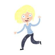 cartoon happy waving girl N13