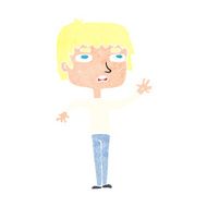 cartoton unhapy boy waving N16