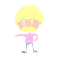cartoon man with mustache making camp gesture N12