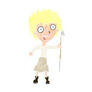 cartoon crazy woman with spear N12