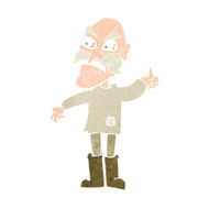 cartoon angry old man in patched clothing N11