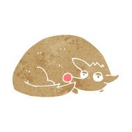 cartoon curled up dog N11