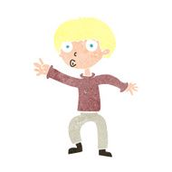 cartoon boy waving warning N12