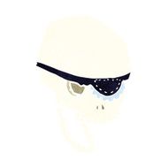 cartoon spooky skull with eye patch N12