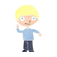 cartoon boy giving peace sign N12