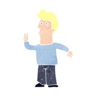 Cartoon Man Giving Peace Sign N67