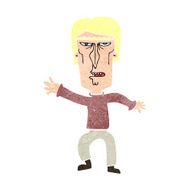 cartoon angry man waving warning N13